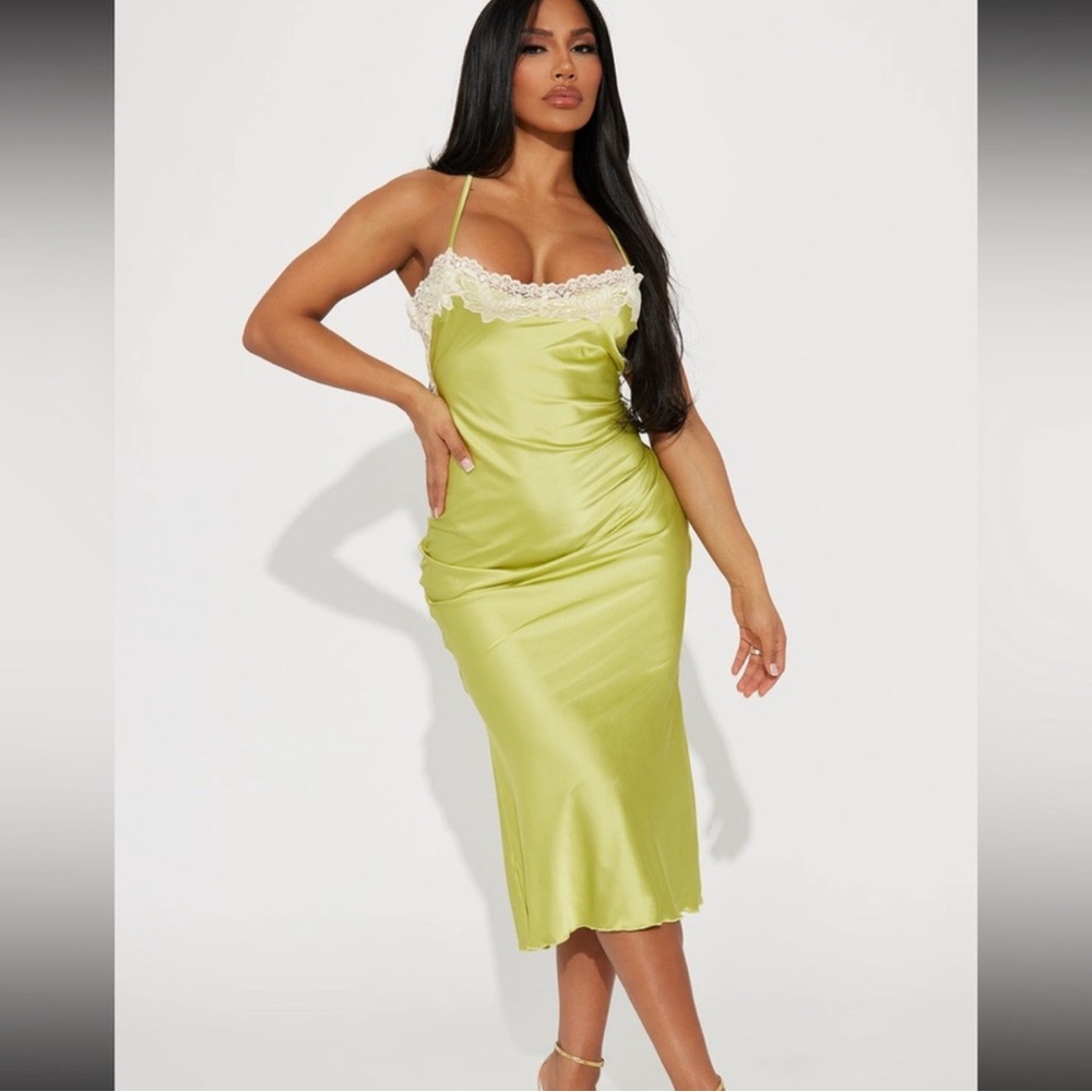 fashion nova meadow satin midi dress